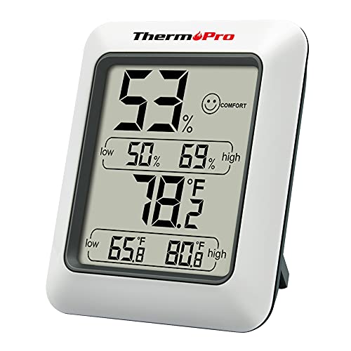 ThermoPro TP50 Hygromètre Numérique Intérieur Thermomètre D'ambiance et Indicateur D'humidité avec Moniteur D'humidité et de Température