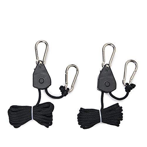 Hyindoor Sangle à Cliquet Corde 1/8 Pouces Rope Ratchet Robuste Réglable pour Lampe à Suspension Growth (2 pièces)