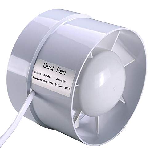SAILFLO 100 mm extracteur d'air silencieux 12W 130m³/h économe en énergie à flux mixte ventilateur de conduit pour bain, évents, serres, tentes (4 inch)