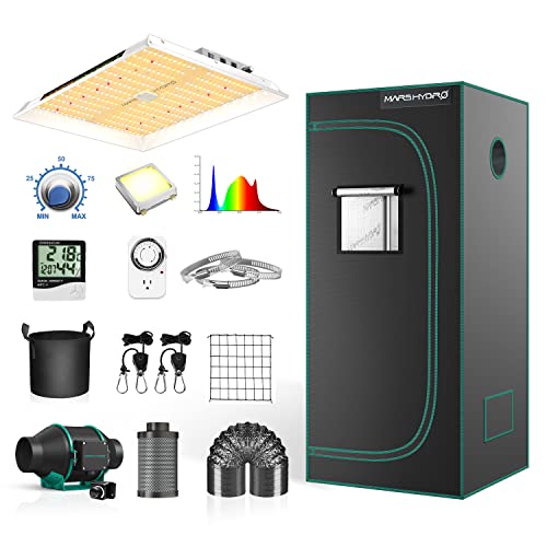 MARS HYDRO Kit de Tente de Culture Complet pour TS1000 Lampe de Croissance ,Spectre Complet, Growbox Set ,1680d avec Kit de Ventilation de 4" Pour Système